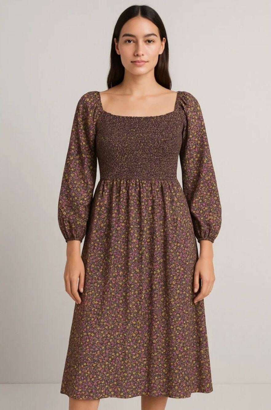 J. CREW Liberty® Fabric Cotton Daydream Midi Dress in Busy Izzy